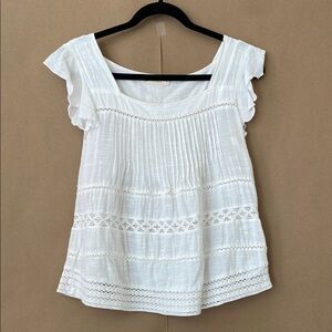 Lucky Brand White Lace Accent Blouse